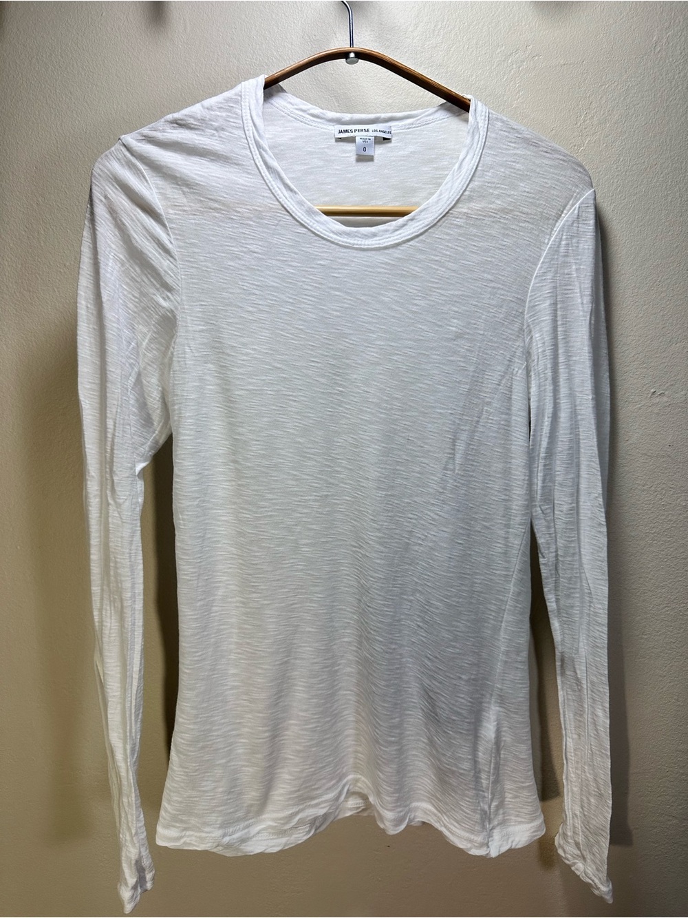 James Perse White Crewneck Long Sleeve Shirt